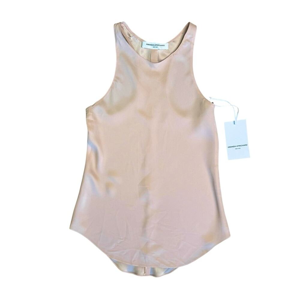 AMANDA UPRICHARD Women’s Blush Peach Satin Sleeveless Tank Top